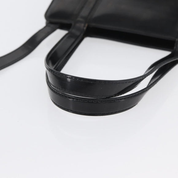 Salvatore Ferragamo Gancini Handtasche Lackleder 2-Wege Schwarz Gold Auth bs34043