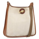 HERMES Vespa PM Shoulder Bag Canvas Beige Auth bs34046-1