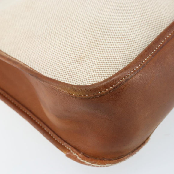HERMES Vespa PM Shoulder Bag Canvas Beige Auth bs34046