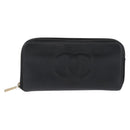 CHANEL Wallet Caviar Skin 2 Set Black Beige CC Auth bs34047-2