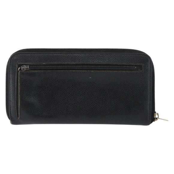 CHANEL Wallet Caviar Skin 2 Set Black Beige CC Auth bs34047
