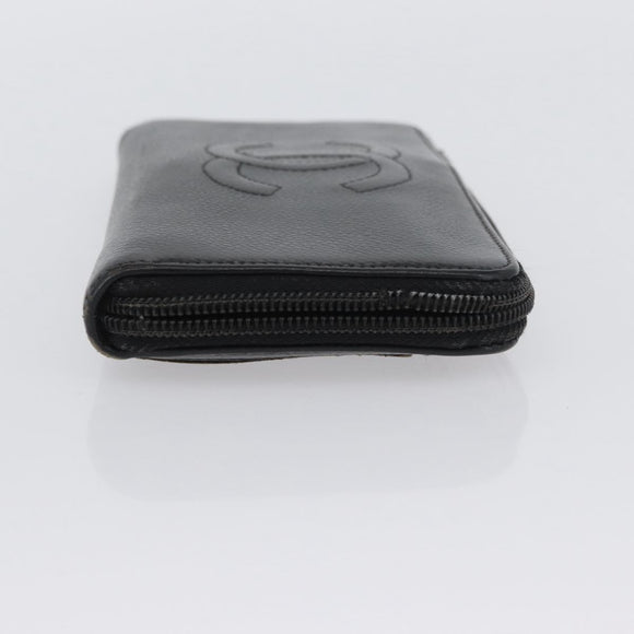 CHANEL Wallet Caviar Skin 2 Set Black Beige CC Auth bs34047