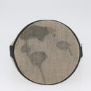 HERMES Sakso MM Hand Bag Canvas Beige Silver Auth bs34048-10