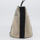 HERMES Sakso MM Hand Bag Canvas Beige Silver Auth bs34048-5