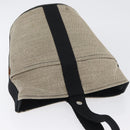 HERMES Sakso MM Hand Bag Canvas Beige Silver Auth bs34048-7