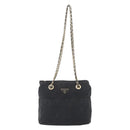 PRADA Chain Shoulder Bag Nylon Black Gold Auth bs34051-13