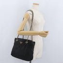 PRADA Chain Shoulder Bag Nylon Black Gold Auth bs34051-23