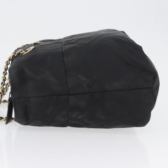 PRADA Chain Shoulder Bag Nylon Black Gold Auth bs34051