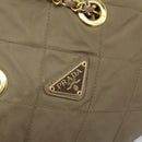 PRADA Schoudertas met kettingband Nylon Beige Goud Auth bs34053-17