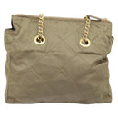 PRADA Schoudertas met kettingband Nylon Beige Goud Auth bs34053-2