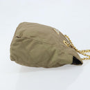 PRADA Schoudertas met kettingband Nylon Beige Goud Auth bs34053-3