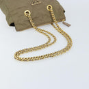 PRADA Schoudertas met kettingband Nylon Beige Goud Auth bs34053-7