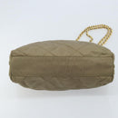 PRADA Schoudertas met kettingband Nylon Beige Goud Auth bs34053-5