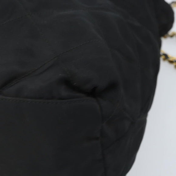 PRADA Umhängetasche Kette Nylon Gold Schwarz Auth bs34054