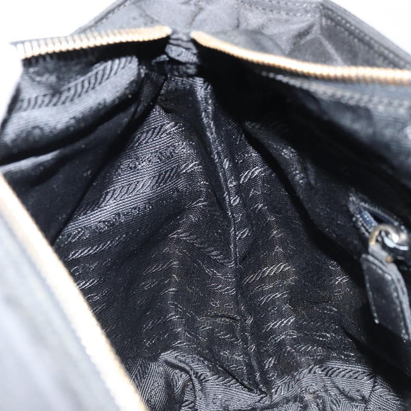 PRADA Umhängetasche Kette Nylon Gold Schwarz Auth bs34054
