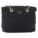 PRADA Umhängetasche Kette Nylon Gold Schwarz Auth bs34054-13