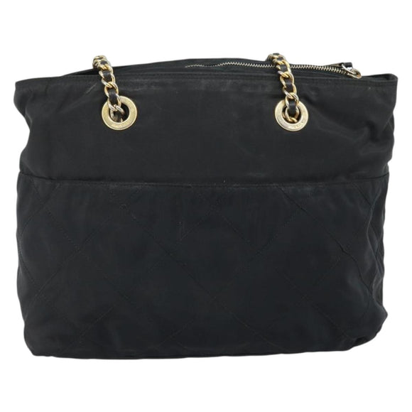 PRADA Umhängetasche Kette Nylon Gold Schwarz Auth bs34054