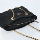PRADA Umhängetasche Kette Nylon Gold Schwarz Auth bs34054-6