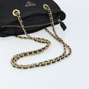 PRADA Umhängetasche Kette Nylon Gold Schwarz Auth bs34054-7