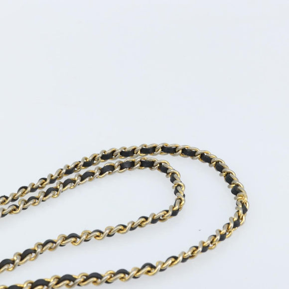 PRADA Umhängetasche Kette Nylon Gold Schwarz Auth bs34054