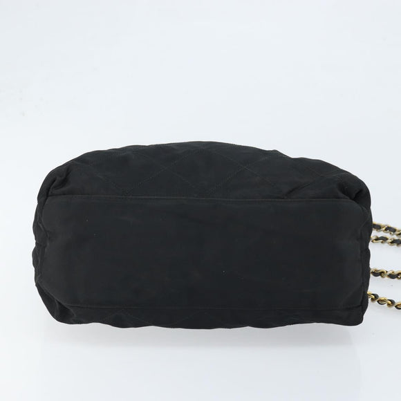 PRADA Umhängetasche Kette Nylon Gold Schwarz Auth bs34054