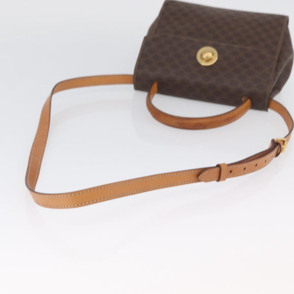 CELINE Macadam Canvas Hand Bag PVC 2way Brown Gold Auth bs34055