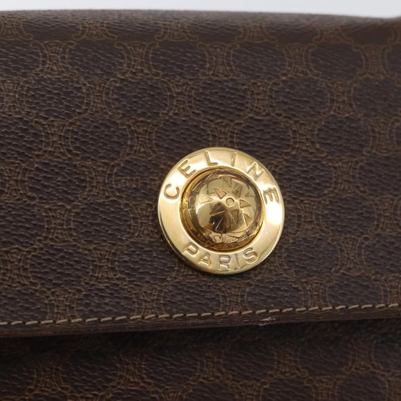 CELINE Macadam Canvas Hand Bag PVC 2way Brown Gold Auth bs34055