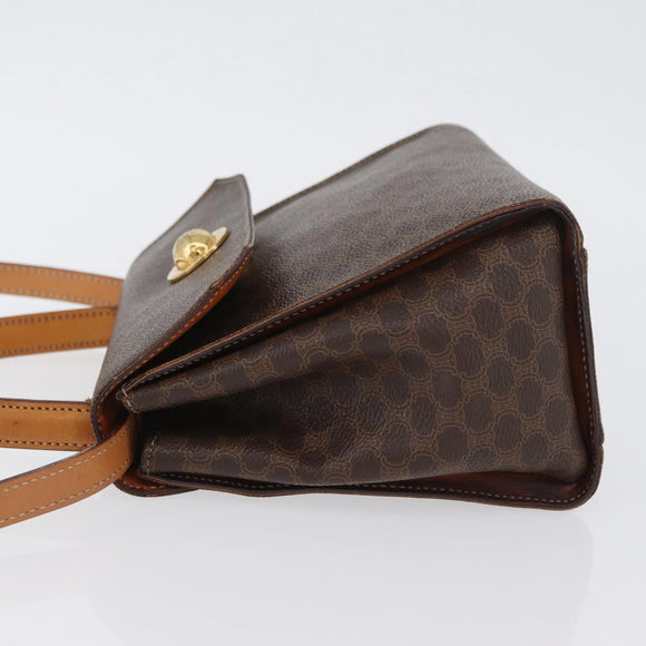 CELINE Macadam Canvas Hand Bag PVC 2way Brown Gold Auth bs34055