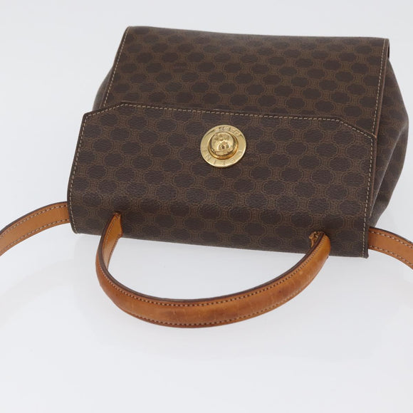 CELINE Macadam Canvas Hand Bag PVC 2way Brown Gold Auth bs34055