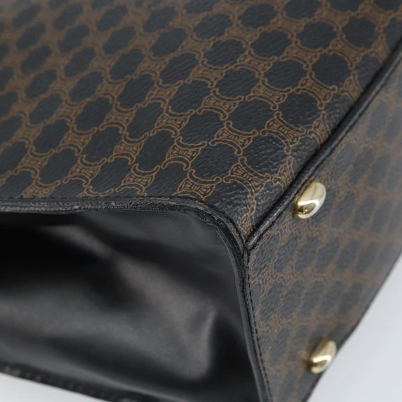 CELINE Macadam Canvas Hand Bag PVC Leather Black Gold Auth bs34056