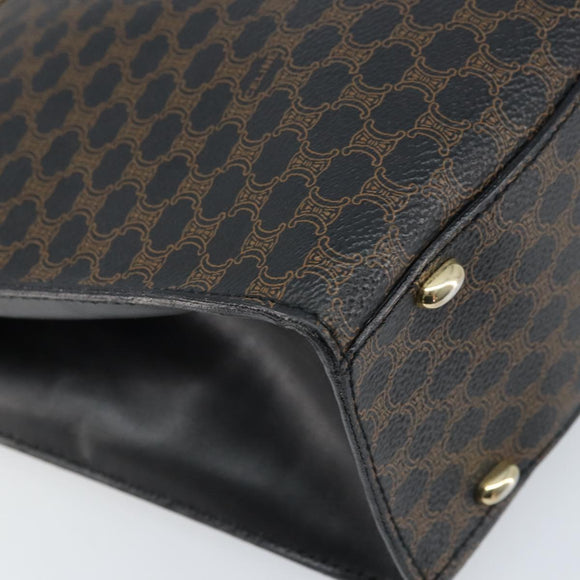 CELINE Macadam Canvas Hand Bag PVC Leather Black Gold Auth bs34056