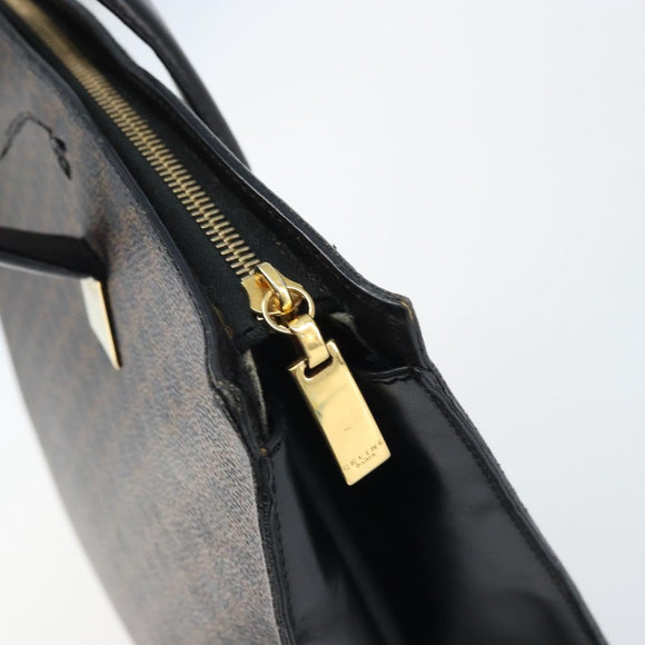 CELINE Macadam Canvas Hand Bag PVC Leather Black Gold Auth bs34056
