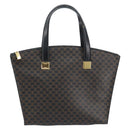 CELINE Macadam Canvas Hand Bag PVC Leather Black Gold Auth bs34056-2