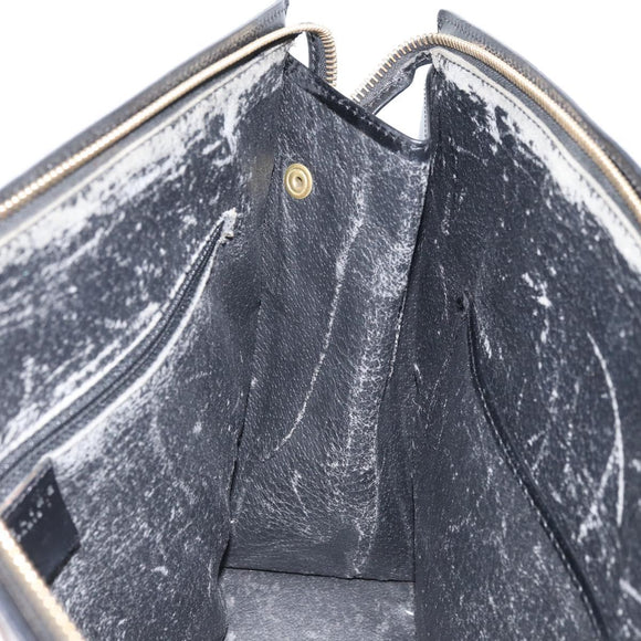 CELINE Macadam Canvas Hand Bag PVC Leather Black Gold Auth bs34056
