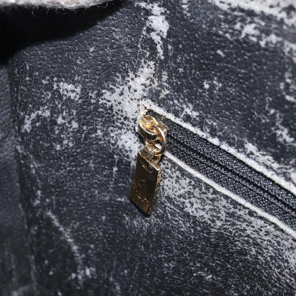 CELINE Macadam Canvas Hand Bag PVC Leather Black Gold Auth bs34056