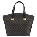 CELINE Macadam Canvas Hand Bag PVC Leather Black Gold Auth bs34056-3