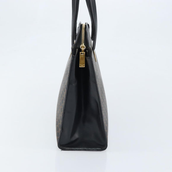CELINE Macadam Canvas Hand Bag PVC Leather Black Gold Auth bs34056