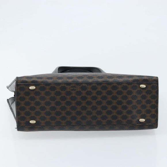 CELINE Macadam Canvas Hand Bag PVC Leather Black Gold Auth bs34056
