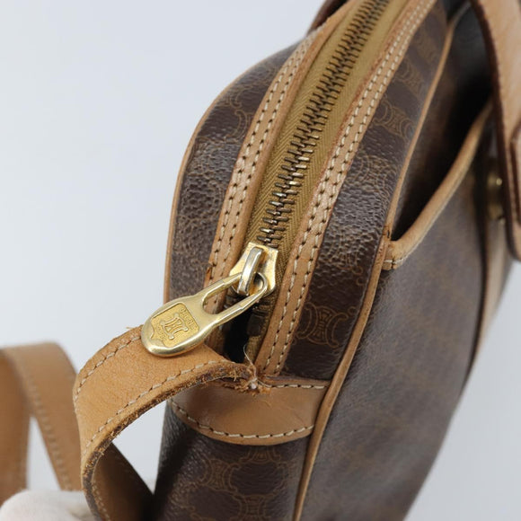 CELINE Macadam Canvas Shoulder Bag PVC Brown Gold Auth bs34058