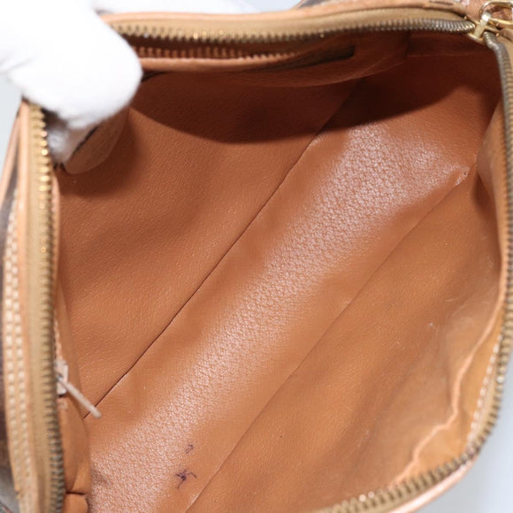 CELINE Macadam Canvas Shoulder Bag PVC Brown Gold Auth bs34058
