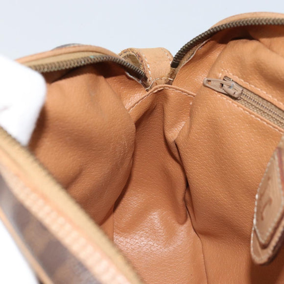 CELINE Macadam Canvas Shoulder Bag PVC Brown Gold Auth bs34058