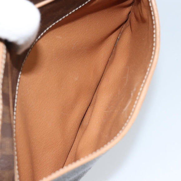 CELINE Macadam Canvas Shoulder Bag PVC Brown Gold Auth bs34058