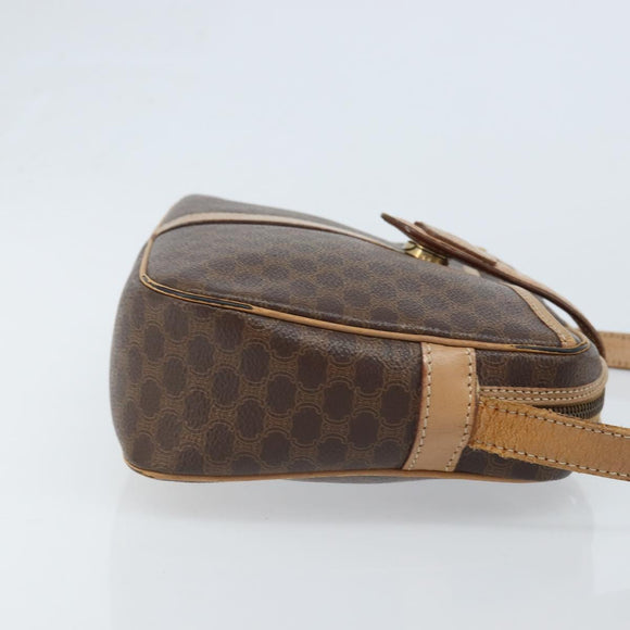 CELINE Macadam Canvas Shoulder Bag PVC Brown Gold Auth bs34058