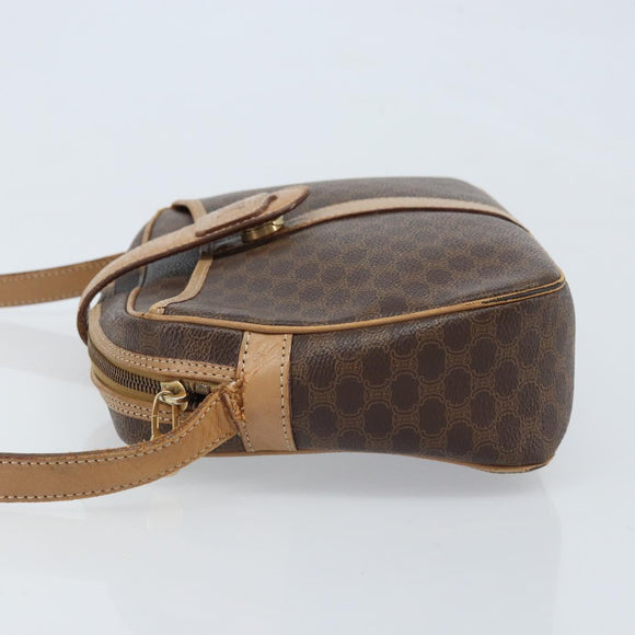 CELINE Macadam Canvas Shoulder Bag PVC Brown Gold Auth bs34058