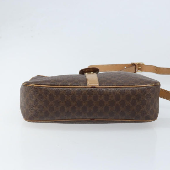 CELINE Macadam Canvas Shoulder Bag PVC Brown Gold Auth bs34058