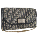 Christian Dior Trotter Canvas Chain Shoulder Bag Navy Gold Auth bs34064-1