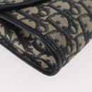 Christian Dior Trotter Canvas Chain Shoulder Bag Navy Gold Auth bs34064-10