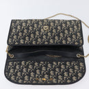 Christian Dior Trotter Canvas Chain Shoulder Bag Navy Gold Auth bs34064-16