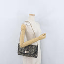 Christian Dior Trotter Canvas Chain Shoulder Bag Navy Gold Auth bs34064-20