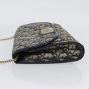 Christian Dior Trotter Canvas Chain Shoulder Bag Navy Gold Auth bs34064-5